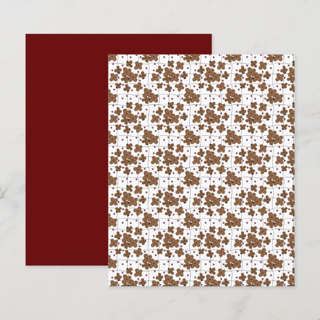Brown Flowers Red Black White Grid Scrapbook Paper (Front/Back)