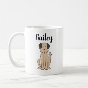 Brown Fluffy Dog Cute Calligraphy Pet Personalised Coffee Mug