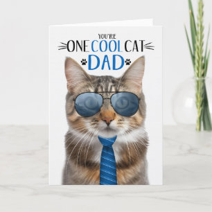 Brown Fluffy Tabby Cat Father's Day One Cool Cat Holiday Card