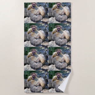 Brown Fluffy Ugly Chicken, Beach Towel