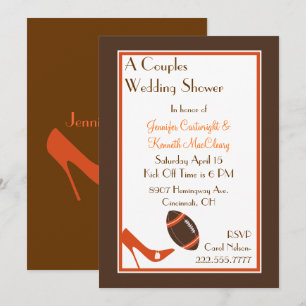 Brown Football Couples Wedding Shower Invitation