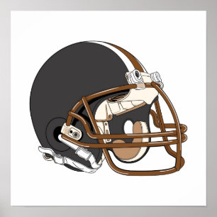 Brown Football Helmet Poster