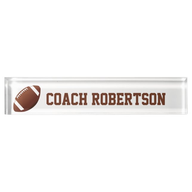 Brown Football Themed Personalised Desk Name Plate (Front)