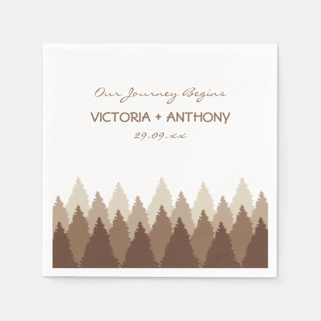 Brown Forest Range Woodland Wedding Napkin (Front)