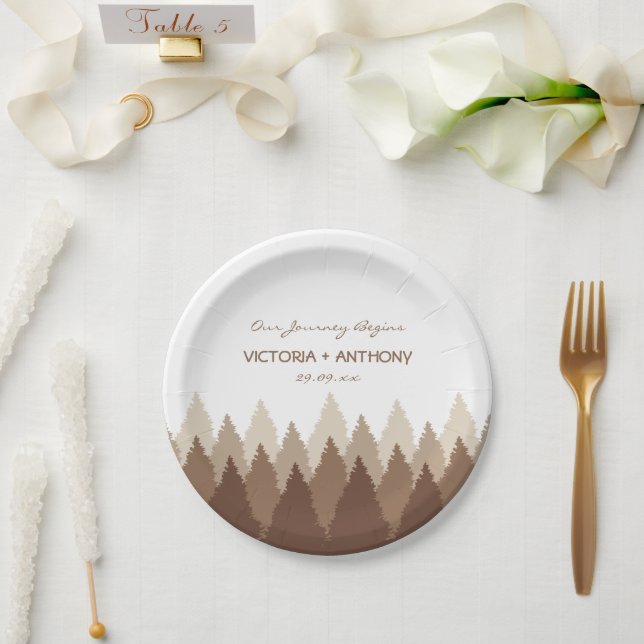 Brown Forest Range Woodland Wedding Paper Plate (Wedding)