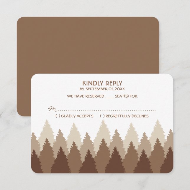 Brown Forest Range Woodland Wedding RSVP (Front/Back)