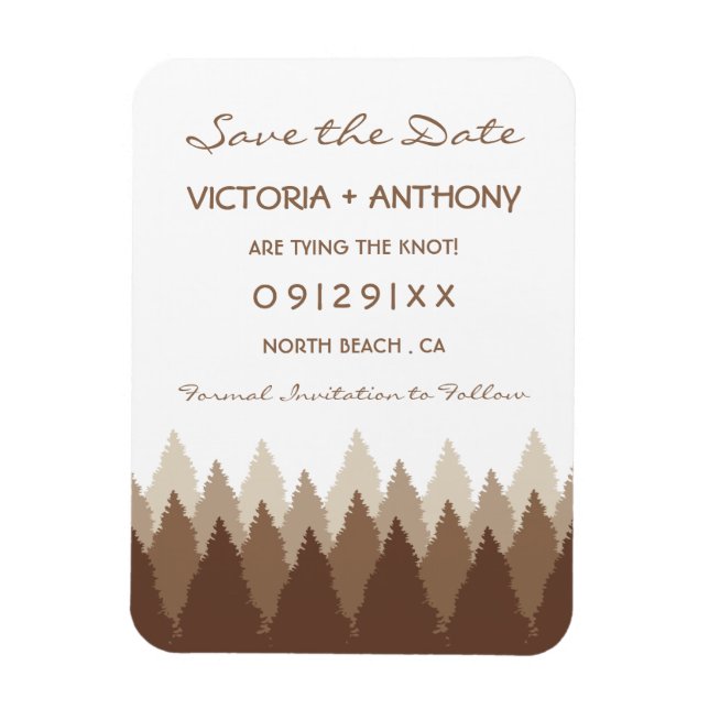 Brown Forest Range Woodland Wedding Save The Date Magnet (Vertical)