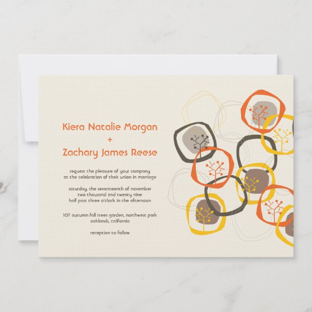 Brown Forest Tree Rings Rustic Autumn Fall Wedding Invitation (Front)