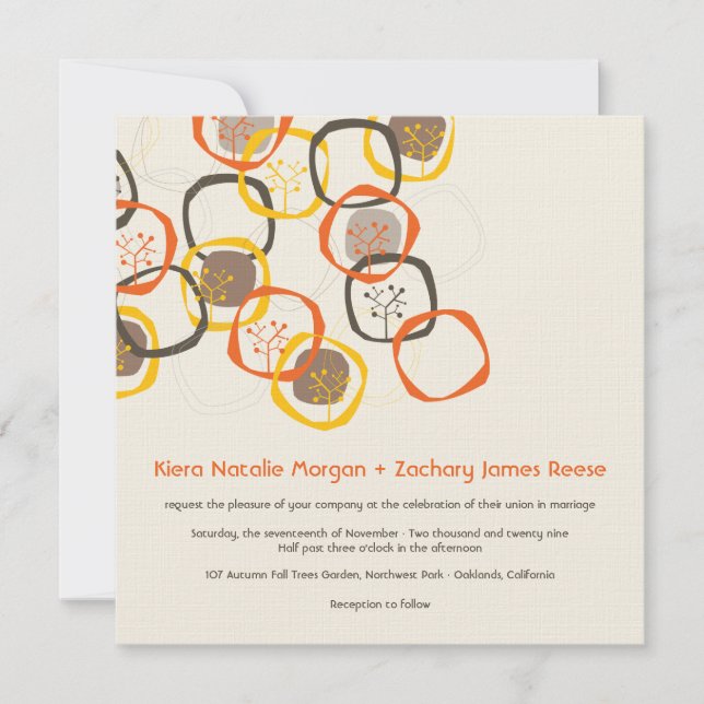Brown Forest Tree Rings Rustic Autumn Fall Wedding Invitation (Front)