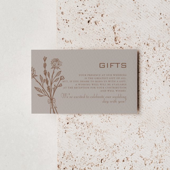 Brown Formal Rose Floral Wedding Gifts  Enclosure Card (Creator Uploaded)