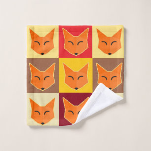 Brown fox faces wash cloth