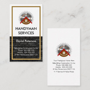 Brown Frame On Brick Wall Masonry Business Card