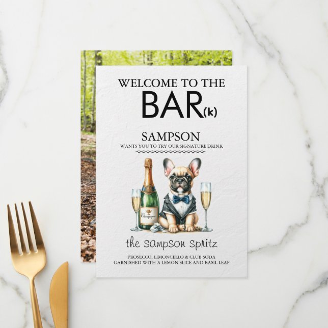 Brown French Bulldog Bar Menu (Front/Back In Situ)