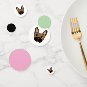 Brown French Bulldog Face Table Confetti