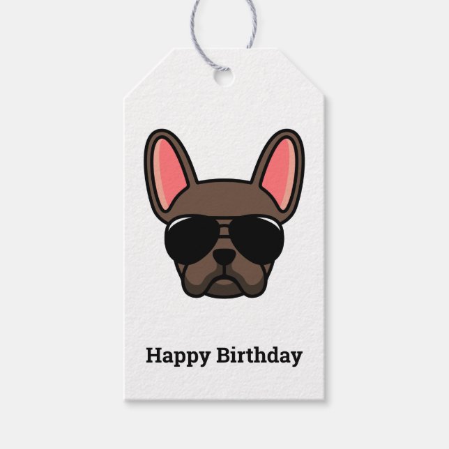 Brown French Bulldog Gift Tags (Front)