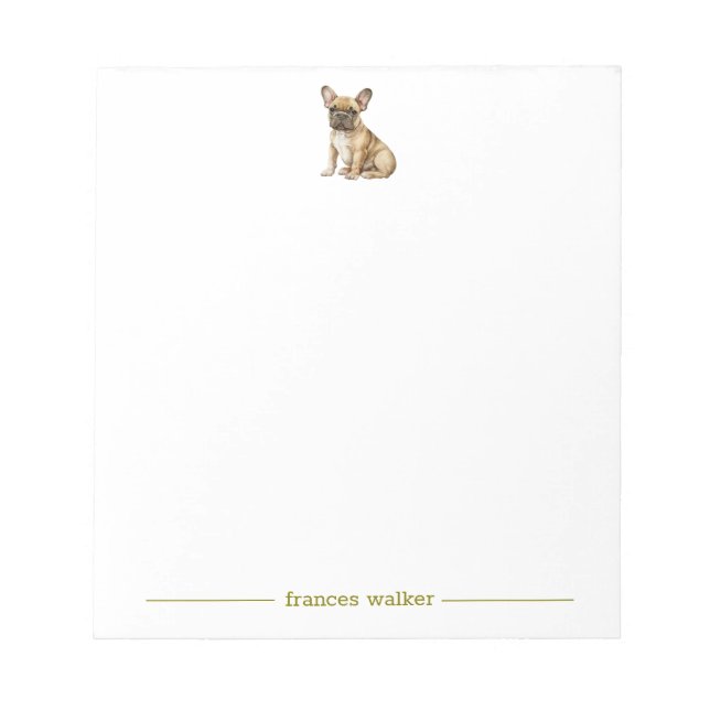 Brown French Bulldog Personalised Notepad (Front)