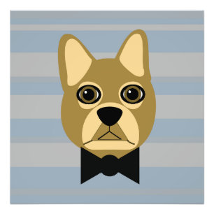 Brown French Bulldog, Stripes Photo Print