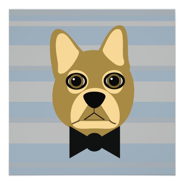 Brown French Bulldog, Stripes Photo Print (Front)