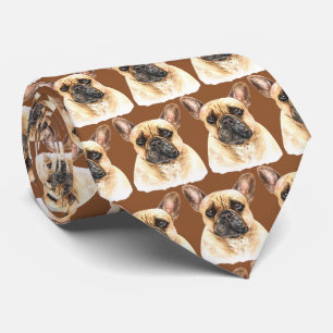 Brown French Bulldog Tie