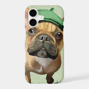 Brown French Bulldog with Green Hat