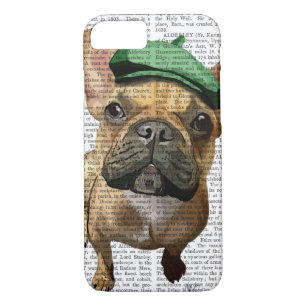 Brown French Bulldog with Green Hat 2 iPhone 8/7 Case