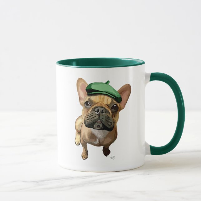 Brown French Bulldog with Green Hat 2 Mug (Right)