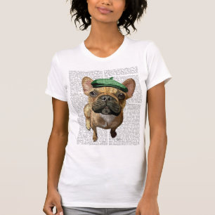 Brown French Bulldog with Green Hat 2 T-Shirt