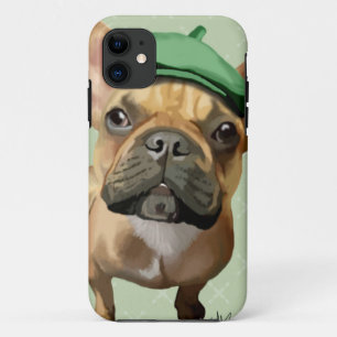 Brown French Bulldog with Green Hat iPhone 11 Case