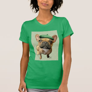 Brown French Bulldog with Green Hat T-Shirt