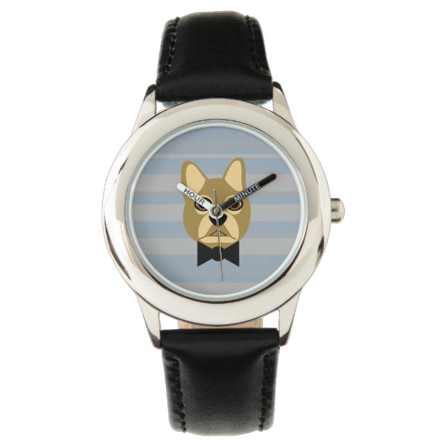 Brown Frenchie Bulldog, Stripes Watch (Front)