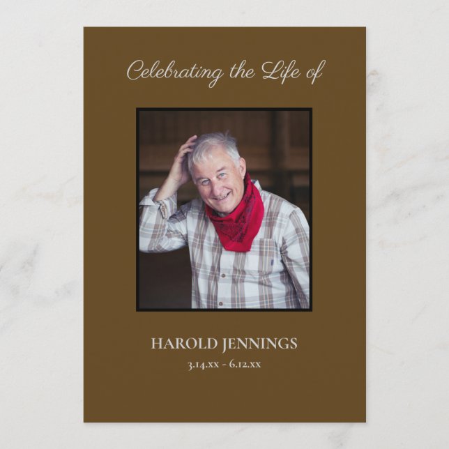 Brown Funeral Program Obituary Order of Service Programme (Front)