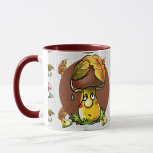 Brown Funny Mushroom Cartoon Character Mug