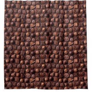 Brown Funny Unique Sweet Chocolate Pattern Shower Curtain