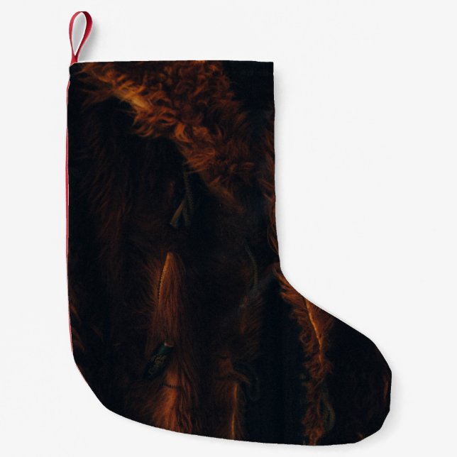 Brown fur coat small christmas stocking (Front)