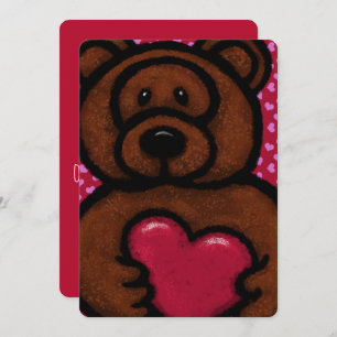 Brown Fuzzy Bear Valentine Heart 