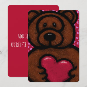 Brown Fuzzy Bear Valentine Heart 