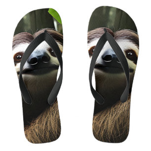 Brown Fuzzy Sloth, Flip Flops