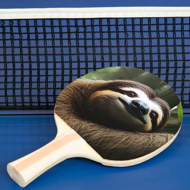 Brown Fuzzy Sloth,  Ping Pong Paddle (Insitu)