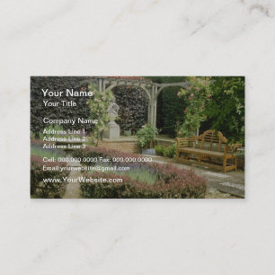 Brown Garden Seat In Rose Pergola, With Berberis A Business Card