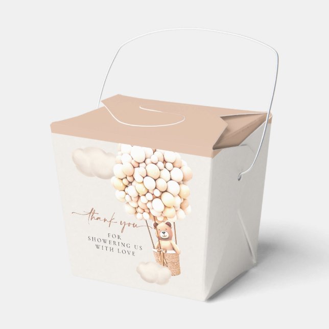 Brown Gender Neutral Bear Balloons Favour Box (Front Side)