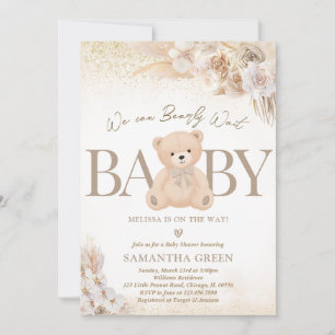 Brown Gender Neutral Bear Boho Baby Shower Invitation