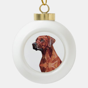 Brown Geometric Dog Ceramic Ball Christmas Ornament