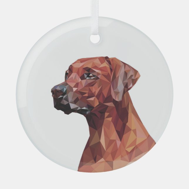 Brown Geometric Dog   Glass Tree Decoration (Front)