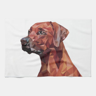 Brown Geometric Dog   Kitchen Towel