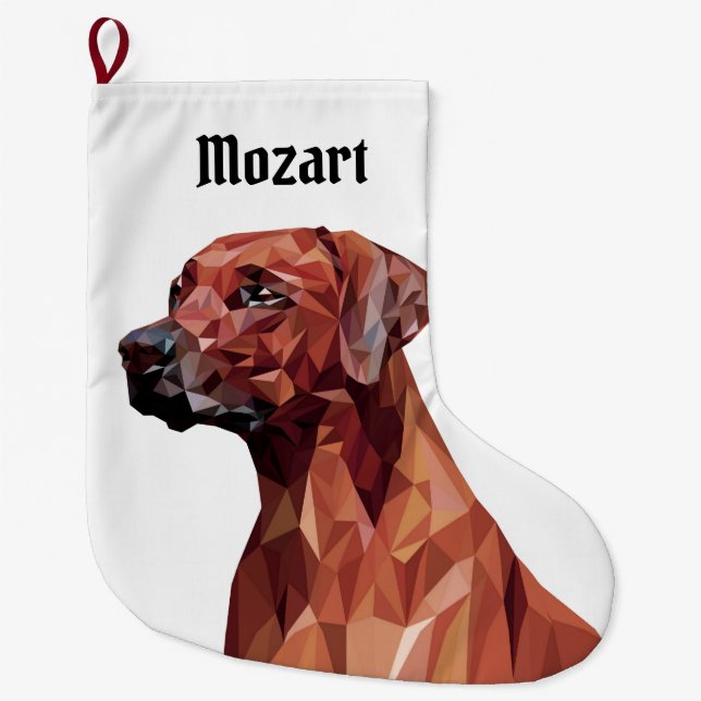 Brown Geometric Dog   Large Christmas Stocking (Front)