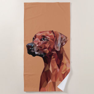 Brown Geometric Dog on Brown Beach Towel
