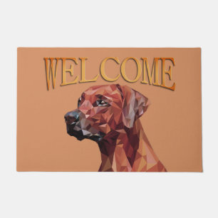 Brown Geometric Dog on Brown Doormat