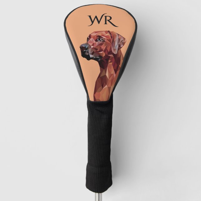 Brown Geometric Dog on Brown Monogram Golf Head Cover (Front)