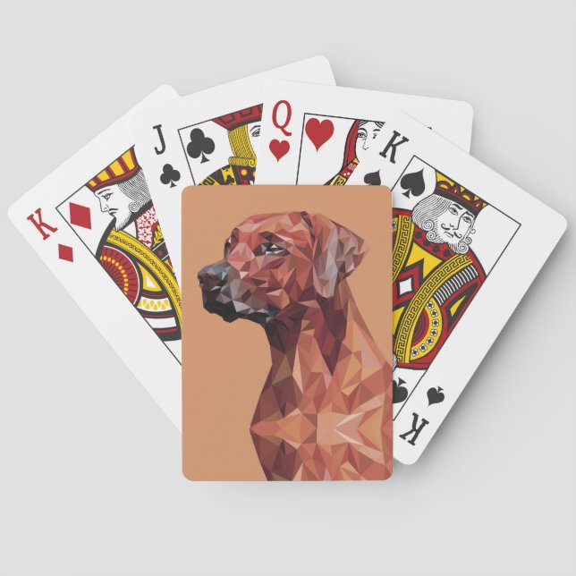 Brown Geometric Dog on Brown Playing Cards (Back)