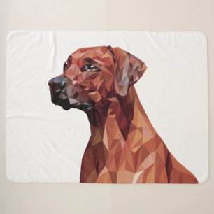 Brown Geometric Dog White Sherpa Blanket